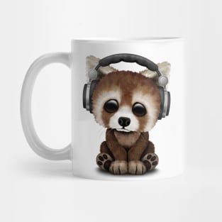 Cute Baby Red Panda Deejay Wearing Headphones Mug